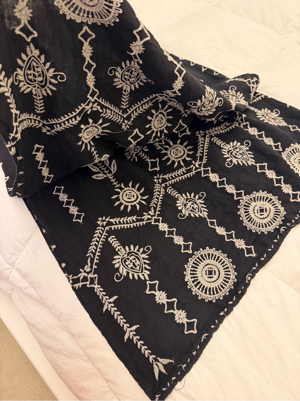 Johnny Was JWLA Black Linen Embroidered Maxi Skirt - Picture 13 of 14